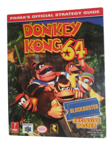Donkey Kong 64 Prima Games Official Strategy Guide Book w/ Poster