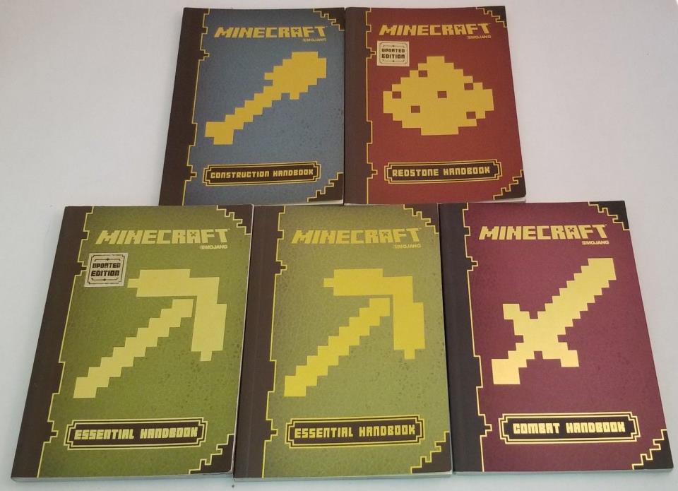 Lot of 5 Mojang MINECRAFT Handbooks~Redstone~Combat~Construction~USED TPB TPBS