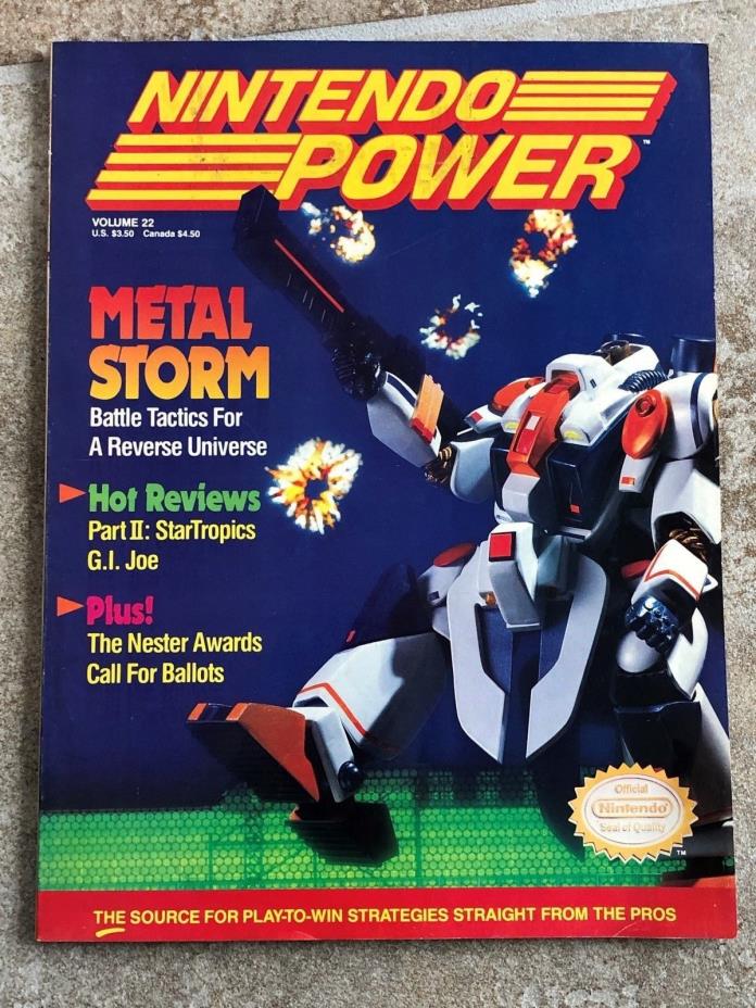 NINTENDO POWER MAGAZINE MARCH 1991 VOL. 22 METAL STORM BATTLETOADS POSTER