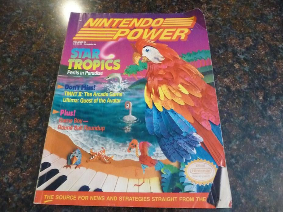 Nintendo Power Vol 21 Feb 1991 StarTropics Metal Storm poster attached Very Good