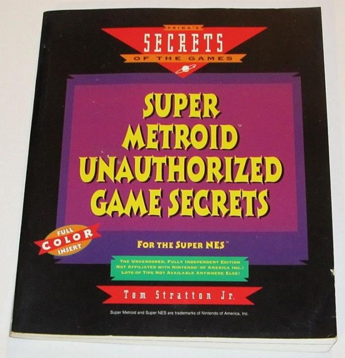 Super Metroid Unauthorized Game Secrets Book by Rusel DeMaria 1994 Nintendo SNES
