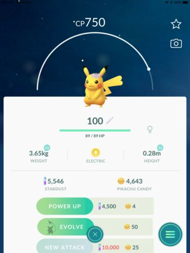 100 IV Flower Pikachu Pokemon Go