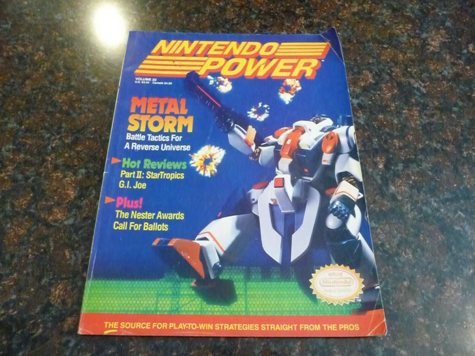 90s NINTENDO POWER - Magazine - Issue 22 - w/ Poster METAL STORM Cover NES SNES