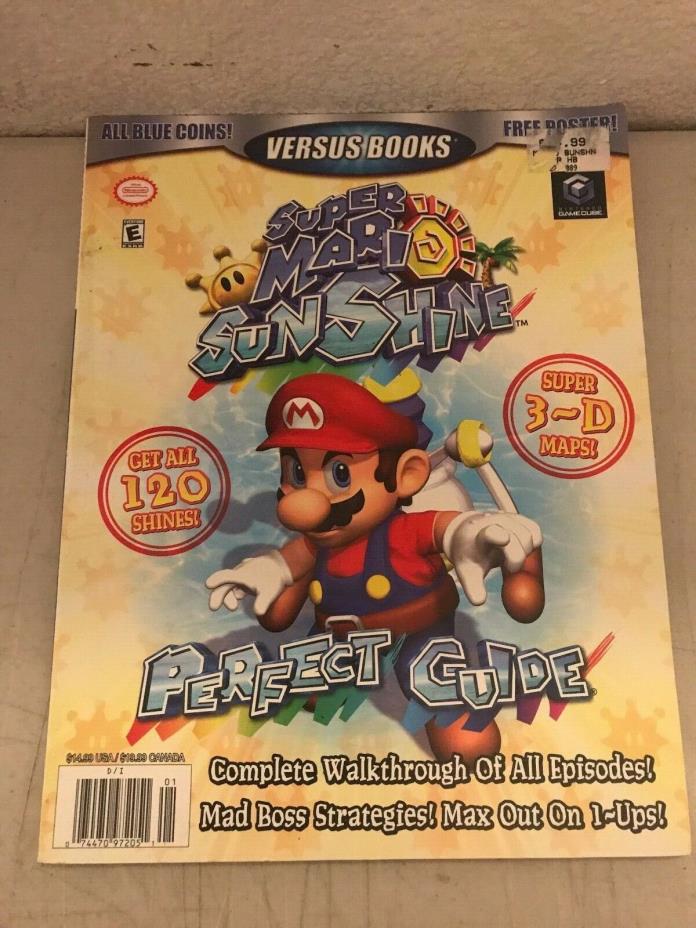 SUPER MARIO SUNSHINE Strategy Guide W/ Poster Attached
