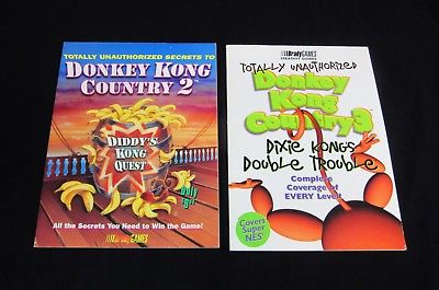 Donkey Kong Country 2 & 3-SNES-Bradygames Player’s Guides-MINT-Lot of 2