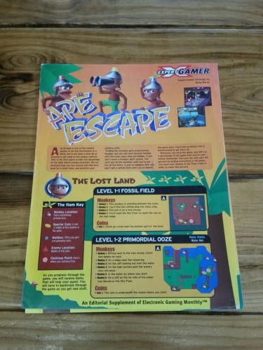 Expert Gamer Ape Escape Strategy Guide Book Lvl 1-9 Hints Cheats 1995 EGM