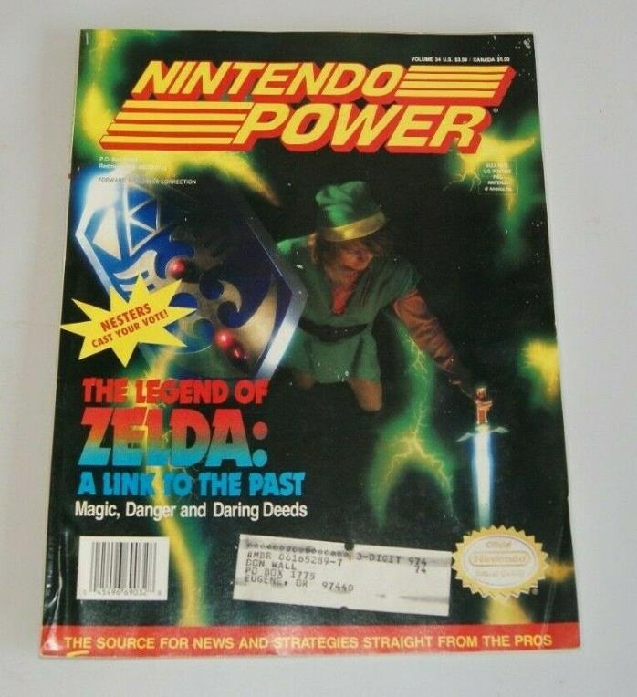 Nintendo Power Magazine Vol 34~Poster still attached ~ VG Condition ~ Free S/H