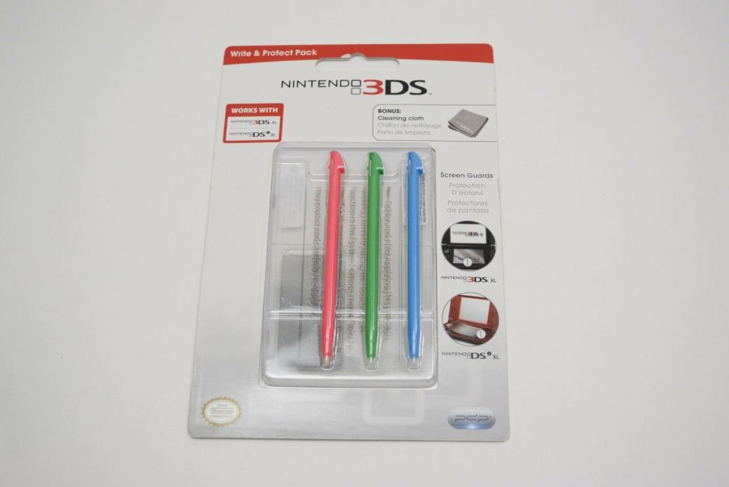 NEW Nintendo 3DS XL Stylus Screen Guards PDP Write & Protect Pack -#1368