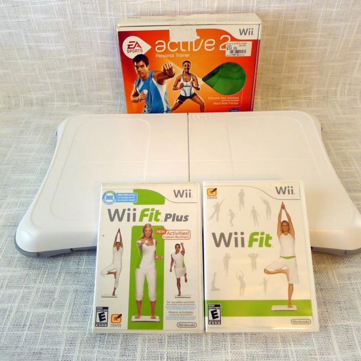 Nintendo Wii Fit Balance Board Bundle With Wii Fit, Fit Plus & Wii Active Games