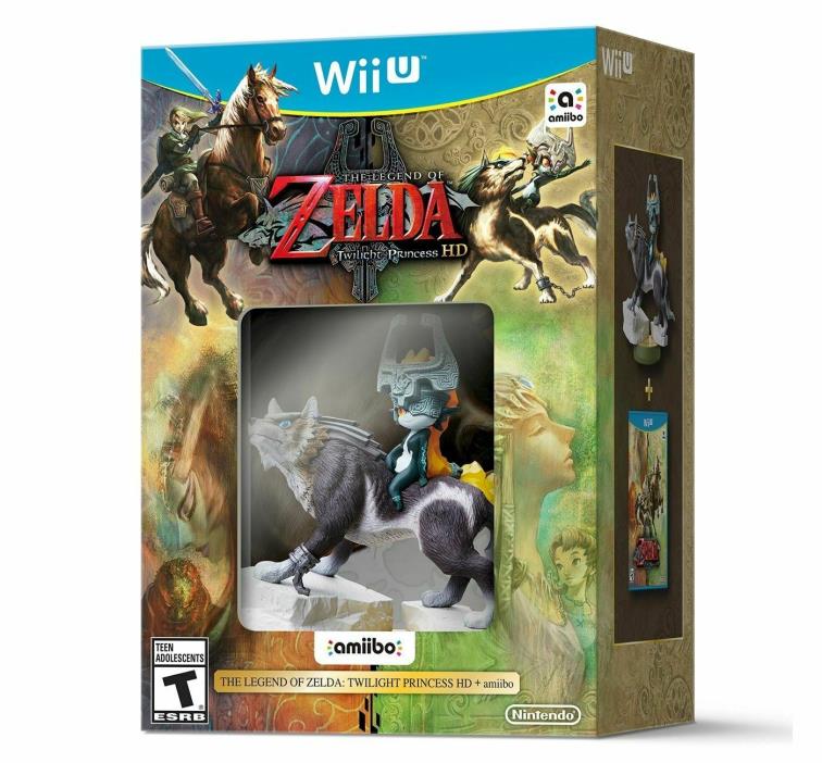 NEW Nintendo Zelda Twilight Princess HD for Wii U with Wolf Link Amiibo Bundle