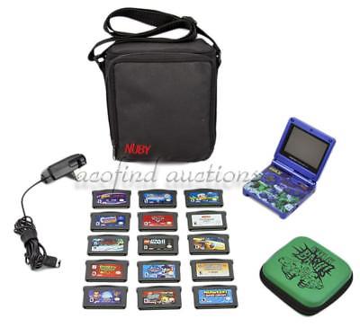 2002 Nintendo Game Boy Advance SP Case, Cord, 15 Games, Star Wars Mariokart HULK