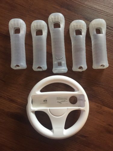 Nintendo Wii Official Licensed Lot Of Accessories Remote Skins Steering Wheel