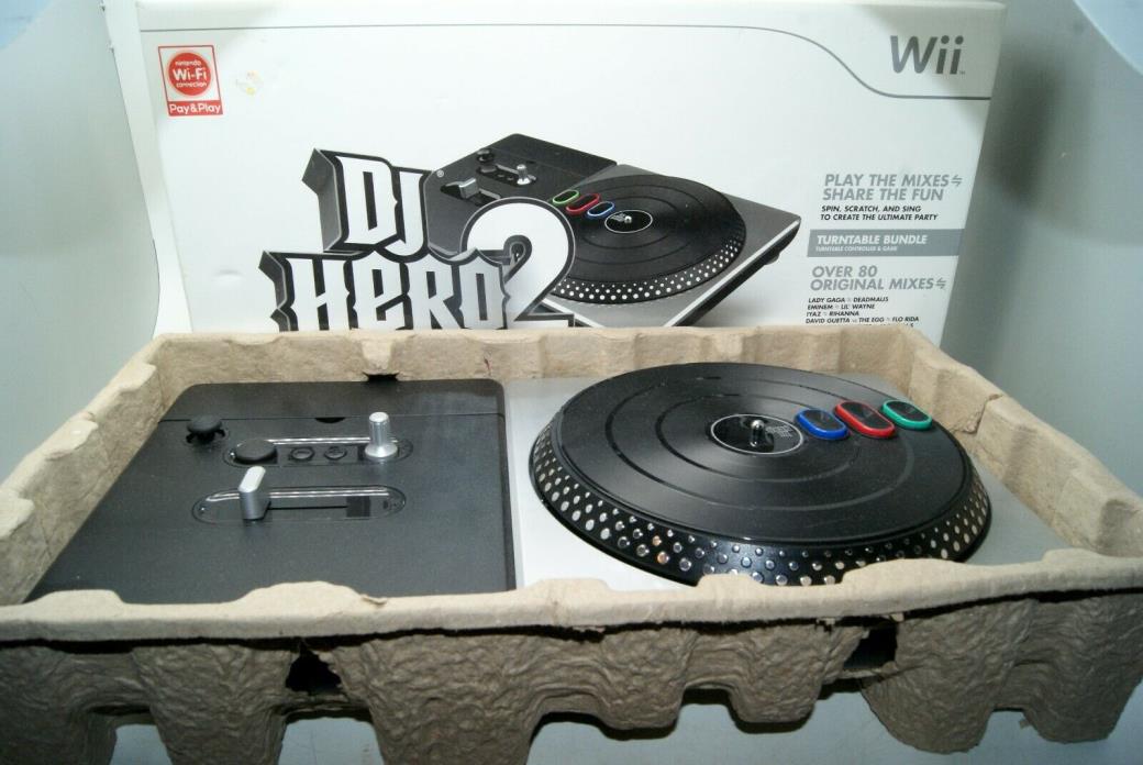 DJ HERO 2 II WII NINTENDO TURNTABLE CONTROLLER & BOX ONLY