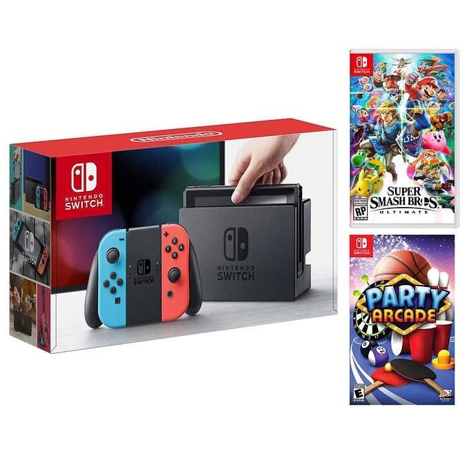 Nintendo Switch Bundle with Super Smash Bros. Ultimate and Party Arcade NEW!