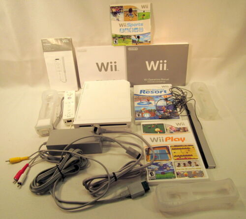 Nintendo Wii White video game Console Model RVL-001 USA Kit manual accessories