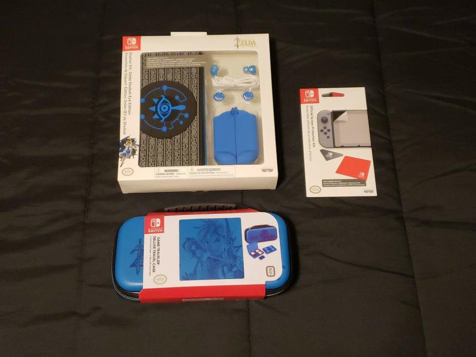 Switch Starter Kit Zelda: Sheikah Eye Ed. + Xtra Case Screen Protector.  ALL NEW