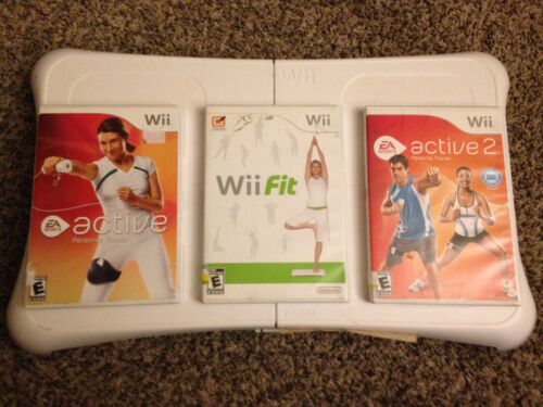 Wii Fit Fitness Bundle game balance board with EA Active 1 and 2
