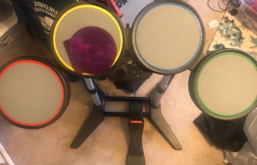 PlayStation 2 Wired Rock Band Drum Set, Foot Pedal, Also Rock Band 2 PS3 Game