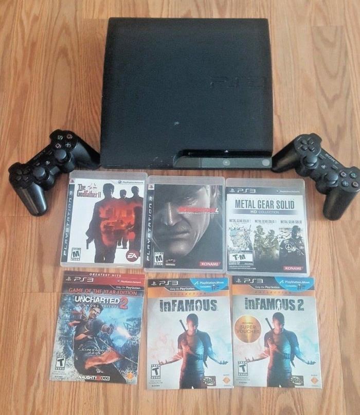 Sony Play Station PS3 Console, 2-Sony Controllers, 8-PS3 Games, As-is
