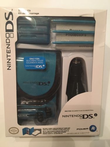 Nintendo DS Starter Kit - Teal Case Ear Buds - Car Adapter - Stylus - Card Cases