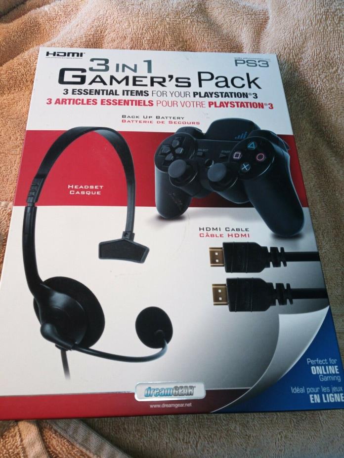 NEW Dreamgear Ps3 3 In 1 Gamer's Pack Dg-dgps3-3827