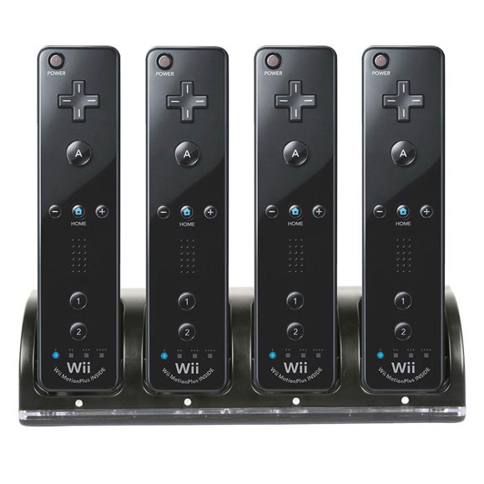4 Rechargeable Battery Remote Controller Charger Charging Dock For Nintendo Wii