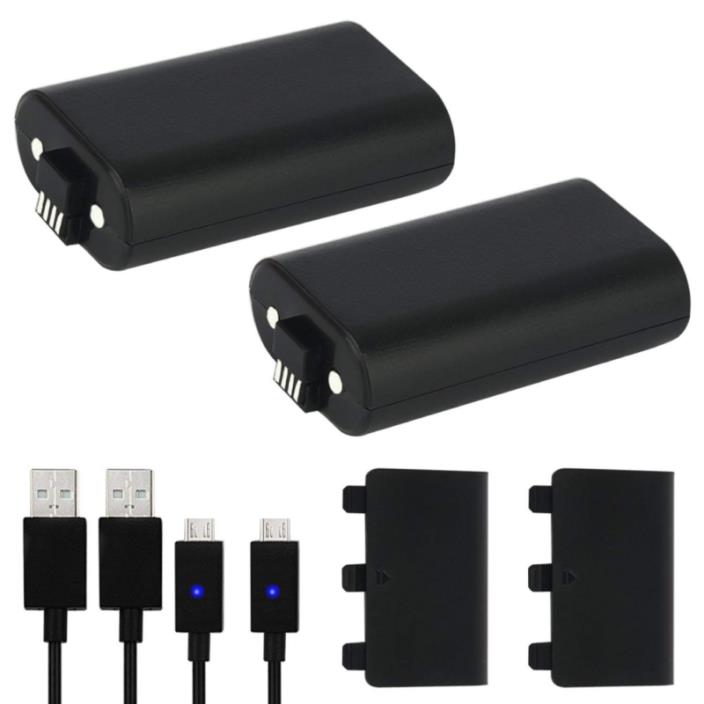 Xbox One Battery Pack 2PCS x 1200 mAh Rechargeable and 5FT Micro USB Charging Ca
