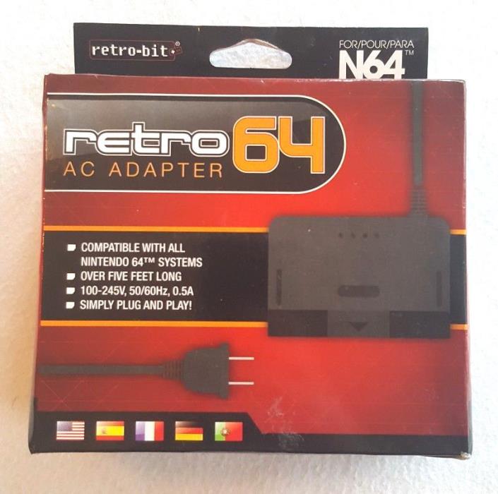 AC Adaptor Universal for Nintendo 64 by retro-bit Over Five Feet Long