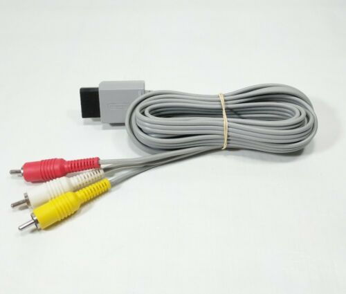 Genuine Official OEM Grey Nintendo Wii RVL-009 RCA AV Cable 8 ft AV Cable