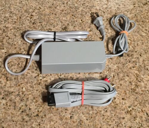 Wii GENUINE OEM OFFICIAL AC POWER SUPPLY BRICK & AV RCA CABLE CORD-USED-TESTED