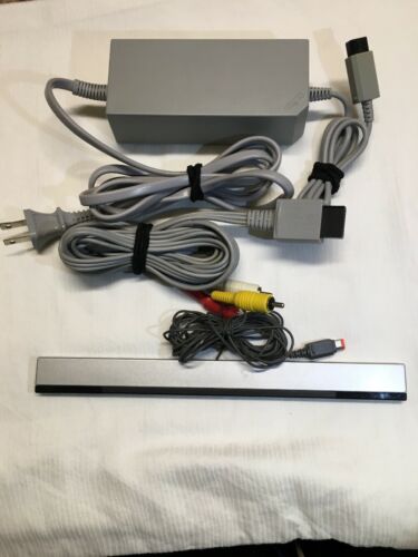 Nintendo Wii  Genuine OEM Official AC Power Supply, AV Cable Cord & Sensor Bar