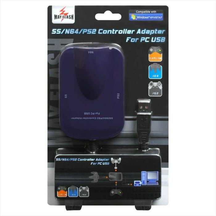 Mayflash PS2 N64 Nintendo 64 Sega Saturn Controller Adapter to for PC USB - NIB!