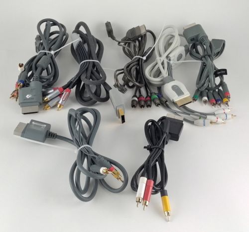 Lot Of 7 XBOX 360 - XBOX  AV Component And Composite Cables.