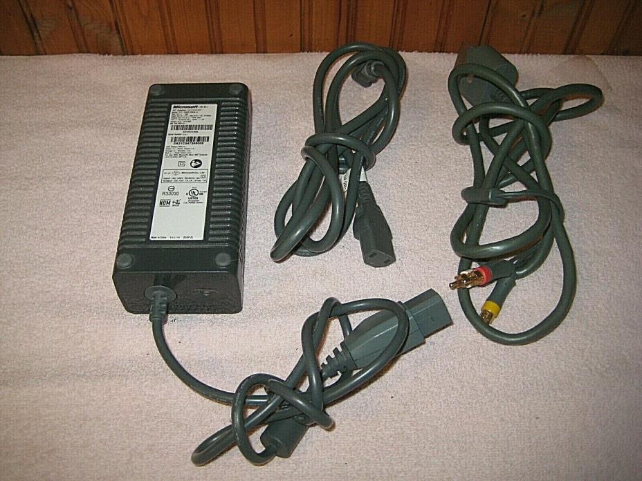 OFFICIAL Microsoft XBox 360 Power AC Adapter Brick PLUS Original AV Cables