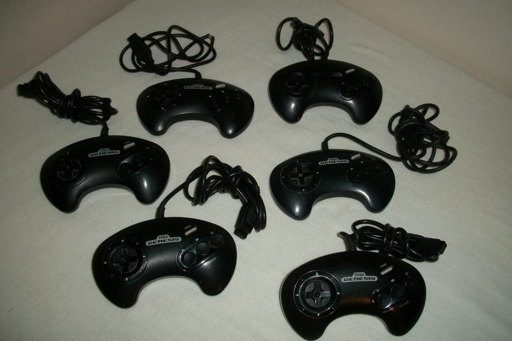 Lot of 6 - Sega Genesis 3 Button Controllers
