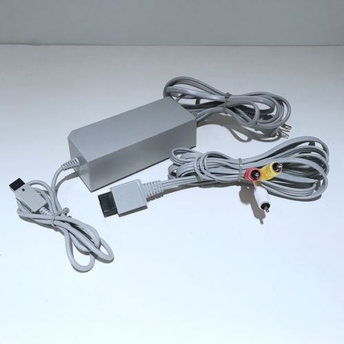Official Genuine Nintendo Wii AV RCA Cable + AC Power Adaptor RVL-009 + RVL-002