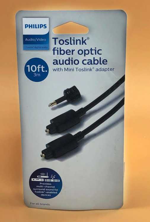 Philips Toslink Fiber Optic Audio Cable with Mini Toslink Adapter