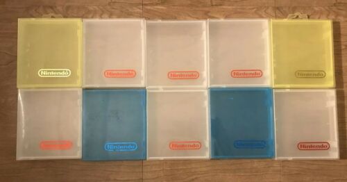 10 Vintage Original NES Nintendo Hard Plastic Case's w/ Logo-Clear/Blue/yellow