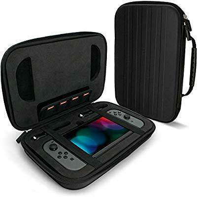 Case for Nintendo Switch and Accessories - Black with Anti-Shock Interior