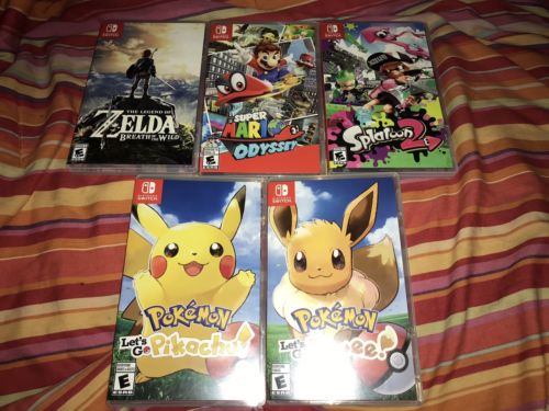 Lot Of 5 Empty Cases Only For Nintendo Switch Games Mario Odyssey Zelda Pokemon