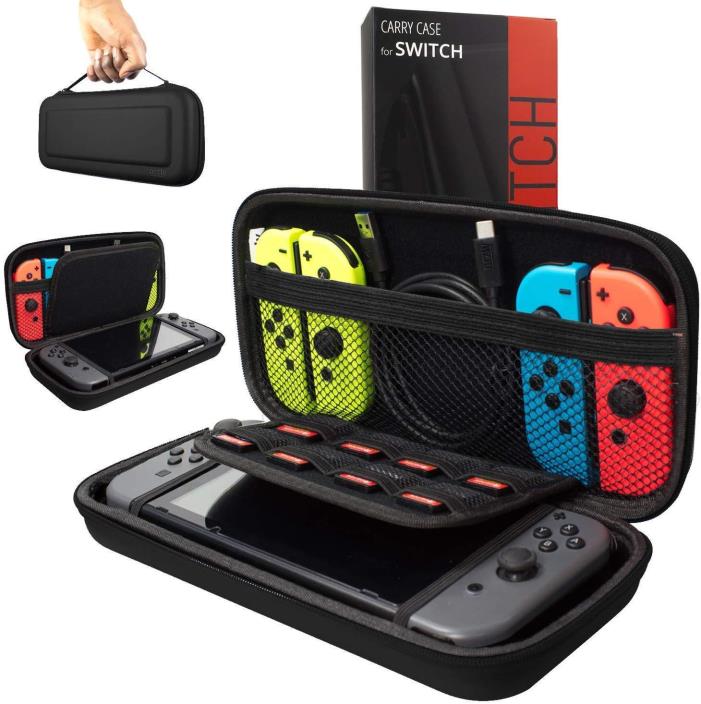 Orzly Carry Case Compatible With Nintendo Switch - BLACK Protective Hard