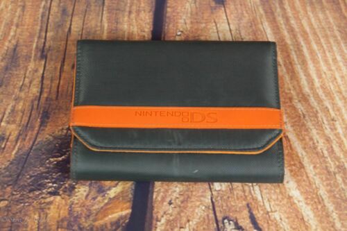 Nintendo DS Handheld Carry Case Holder Wallet Black & Orange Snap Closure