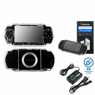 Crystal Hard Case Cover+LCD Screen Protector+Travel Charger For Sony PSP 1000