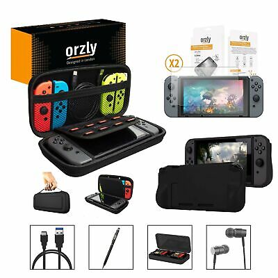 Orzly Switch Accessories Bundle, Black Orzly Carry Case for Nintendo Switch C...