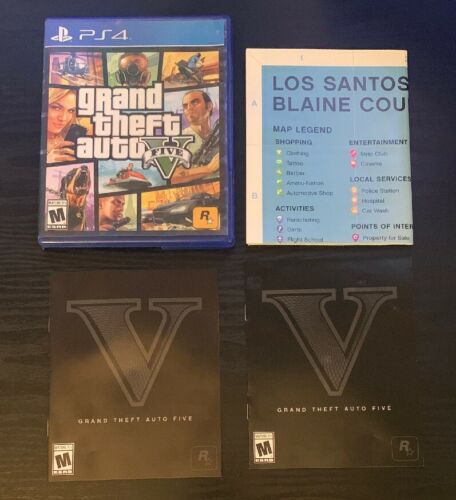 SHIPS SAME DAY Case No Game GRAND THEFT AUTO V GTA 5 w/ Map PLAYSTATION 4 PS4 TH