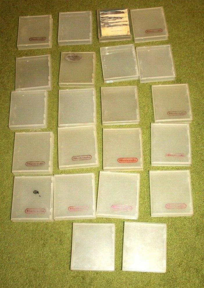 Lot of 22 NES Nintendo official hard plastic clamshell game cases clear rental