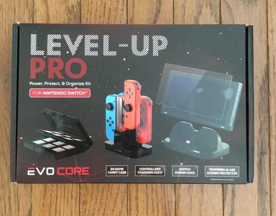 EVO CORE Level-Up Pro Charging Dock Tempered Glass Case Kit for Nintendo Switch