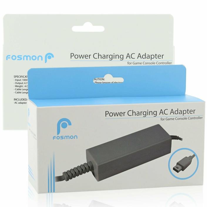 Fosmon AC Power Supply Charging Adapter Cable Cord For Nintendo Wii U Gamepad