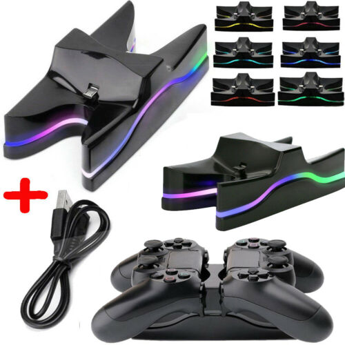 4 LED Dual USB Controller Charger Station Charging Stand Dock For PS4 Playstatio