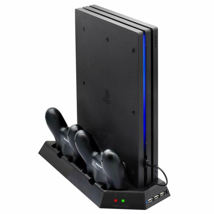 Vertical Stand with Cooling Fan/Controller Charging Station for PS4 Pro